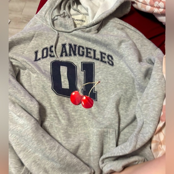 No Boundaries Other - Gray Los Angeles Hoodie with Cherry Design